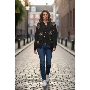 Karen Scott Evening Cardigan Sweater Large Angora Silk Lambswool Sequin Holiday
